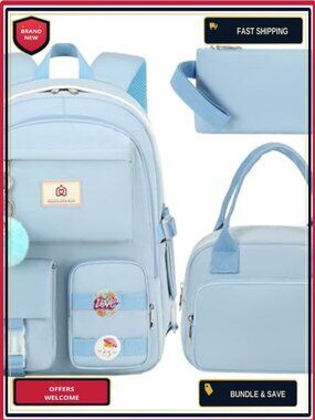 Hidds School Backpack Set with Lunch Box Nylon Teen Girls